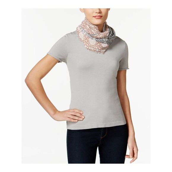 INC Womens Neutral Beige Patchwork Loop Fringed Infinity Scarf - Picture 1 of 1